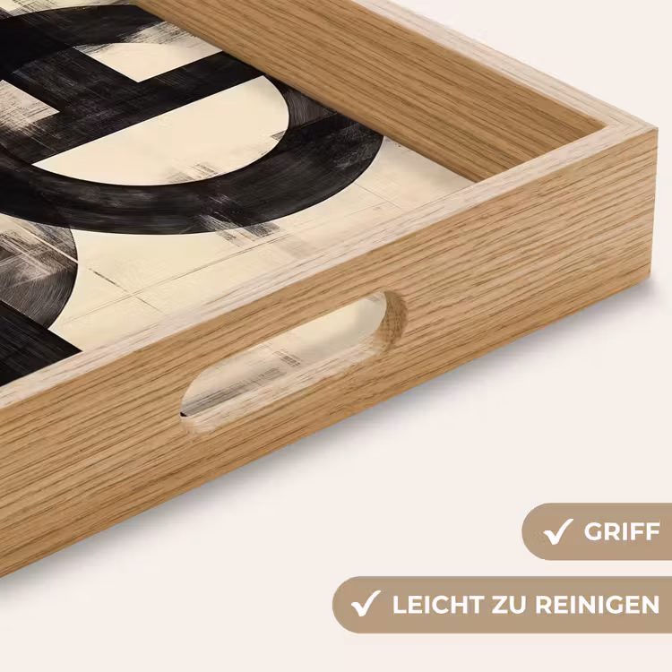 Cirkels - Balken - Zwart - Abstract Dienblad Rechthoek middel -USP_HandgreepDE