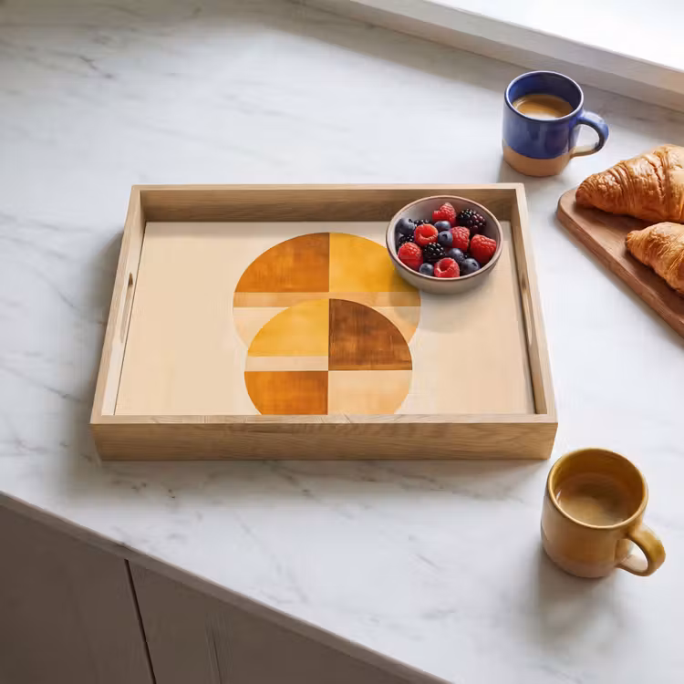 Cirkels - Geel - Minimalistisch Dienblad Rechthoek middel -sfeer2