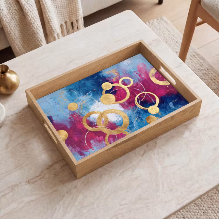 Cirkels - Goud - Abstract Dienblad Rechthoek middel -sfeer1