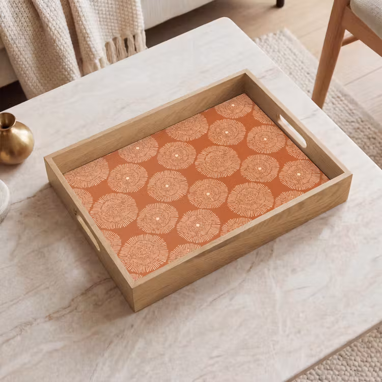 Cirkels - Grafisch - Patroon - Terracotta Dienblad Rechthoek middel 911 -sfeer1
