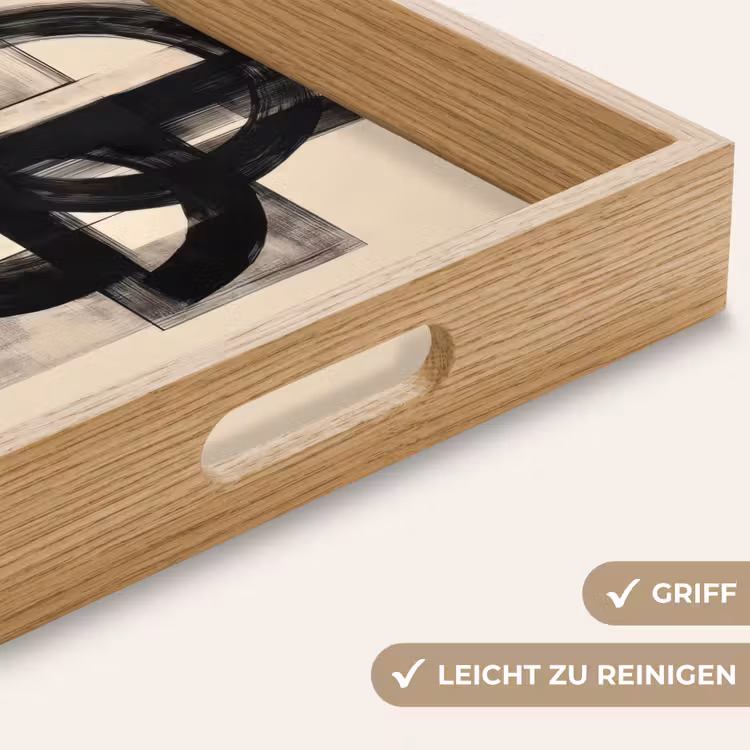 Cirkels - Lijnen - Vormen - Zwart Dienblad Rechthoek middel -USP_HandgreepDE