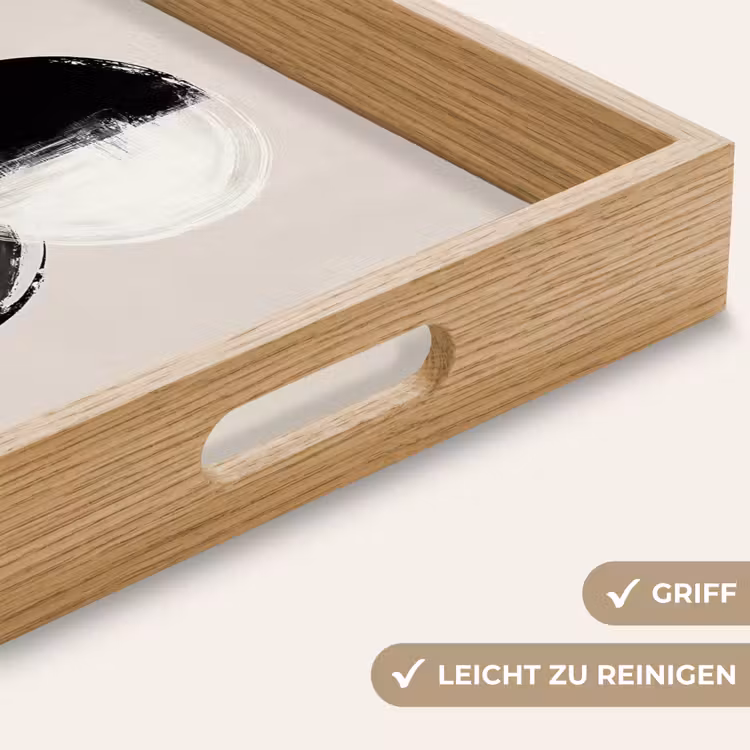 Cirkels - Strepen - Minimalistisch - Zwart Dienblad Rechthoek middel -USP_HandgreepDE
