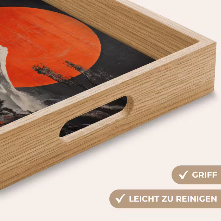Krijger - Rode trappen - Zon - Berg Dienblad Rechthoek middel -USP_HandgreepDE
