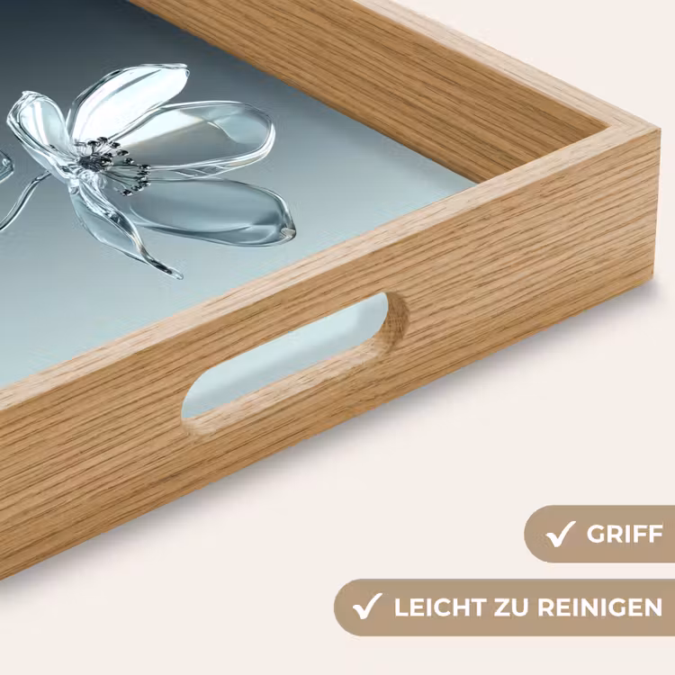 Kristal - Bloemen - Grijs Dienblad Rechthoek middel -USP_HandgreepDE