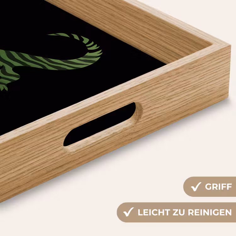 Krokodil - Groen - Tijgerachtig - Strepen Dienblad Rechthoek middel -USP_HandgreepDE