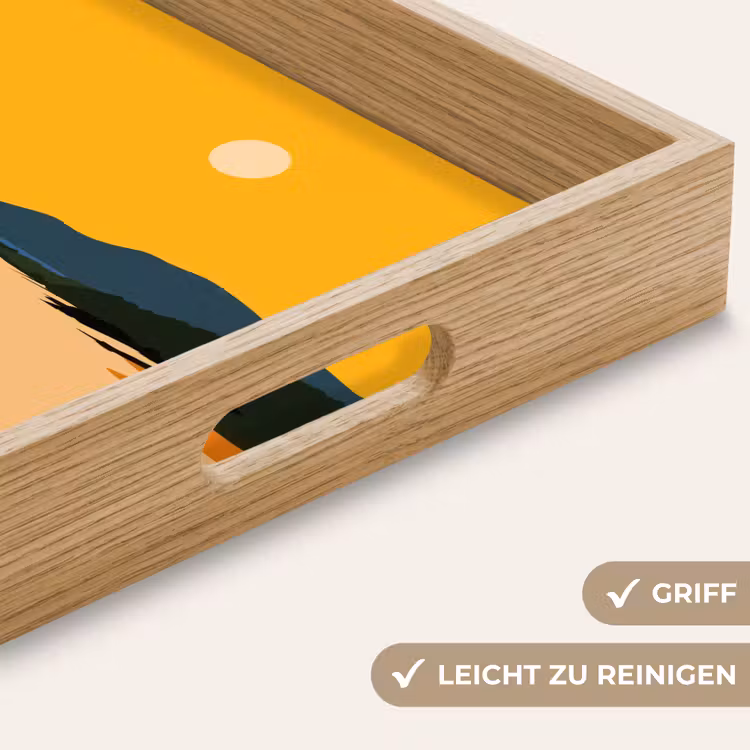 Kustlijn - Oranje lucht - Begroeiing Dienblad Rechthoek middel -USP_HandgreepDE