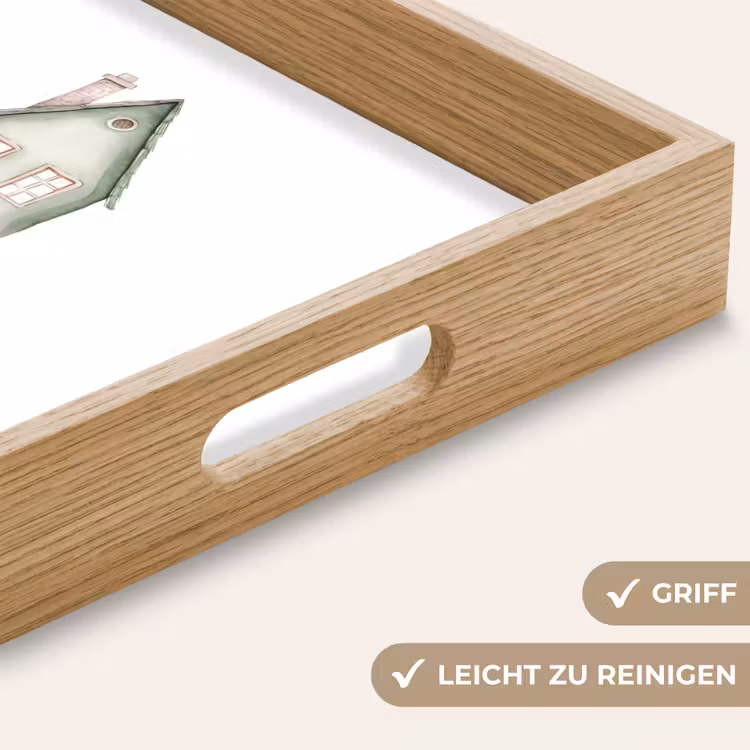 Huisje - Groen - Tekst - Liefdevol Dienblad Rechthoek middel -USP_HandgreepDE