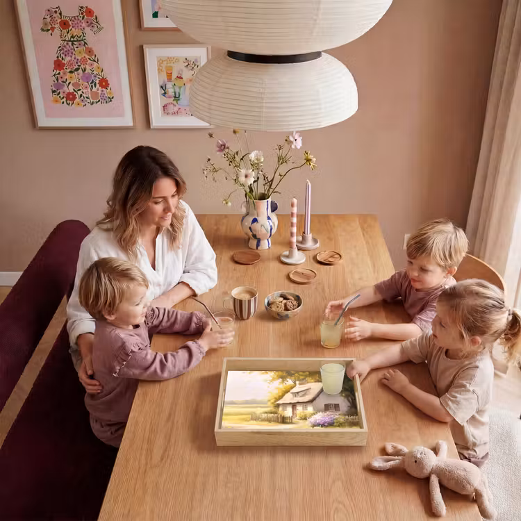 Huisje - Hout - Bloemen Dienblad Rechthoek middel -sfeer4