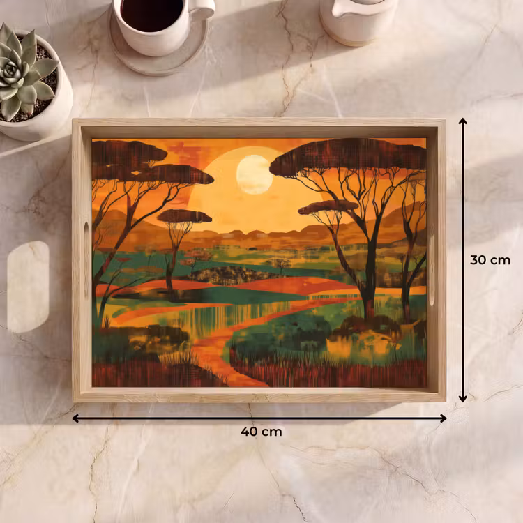 Landschap - Afrikaans - Zon Dienblad Rechthoek middel -USP_Formaat
