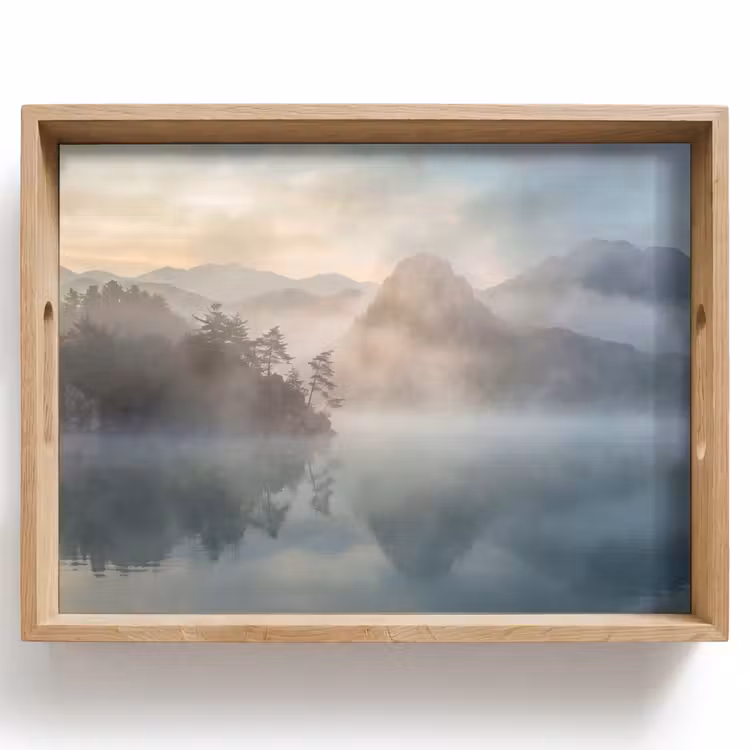 Landschap - Bergen - Mist - Water - Natuur Dienblad Rechthoek middel -z3d_shopping