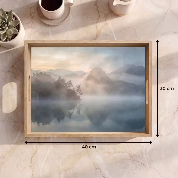 Landschap - Bergen - Mist - Water - Natuur Dienblad Rechthoek middel -USP_Formaat