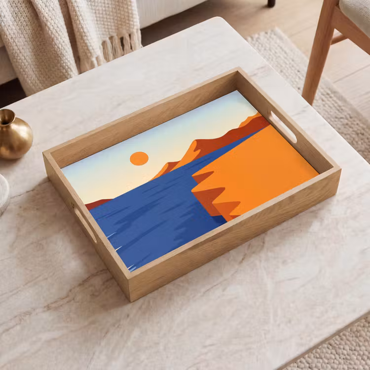 Landschap - Bergen - Zon - Zee Dienblad Rechthoek middel -sfeer1