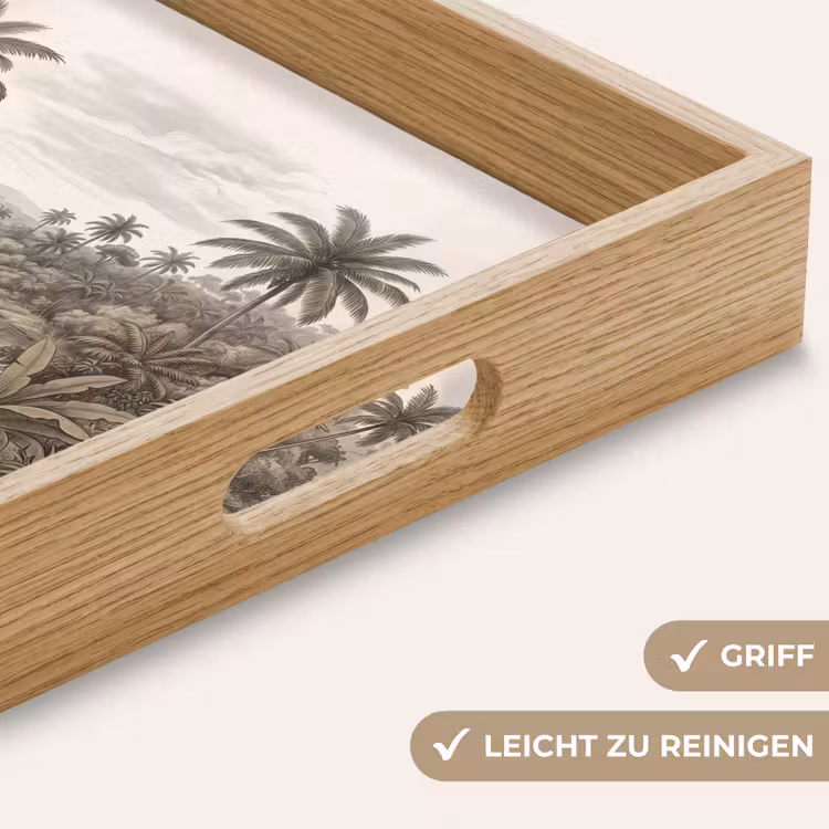 Landschap - Rivier - Boot - Tropisch - Vintage Dienblad Rechthoek middel -USP_HandgreepDE