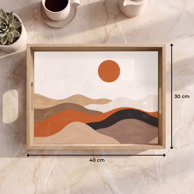 Landschap - Heuvels - Zon - Abstract - Oranje Dienblad Rechthoek middel -USP_Formaat