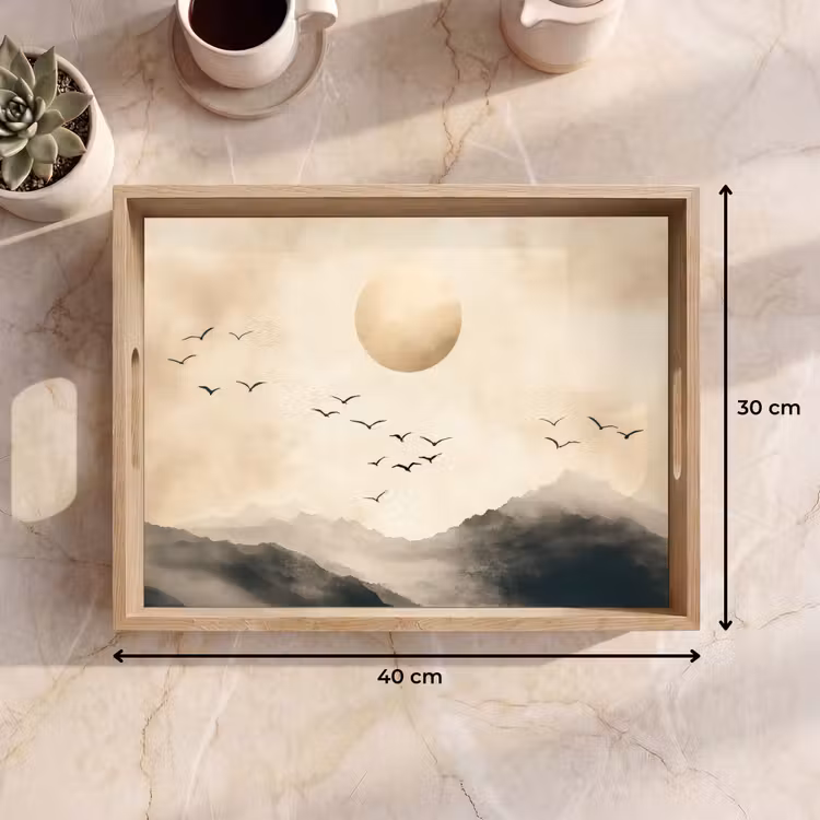 Landschap - Japandi - vogel Dienblad Rechthoek middel -USP_Formaat