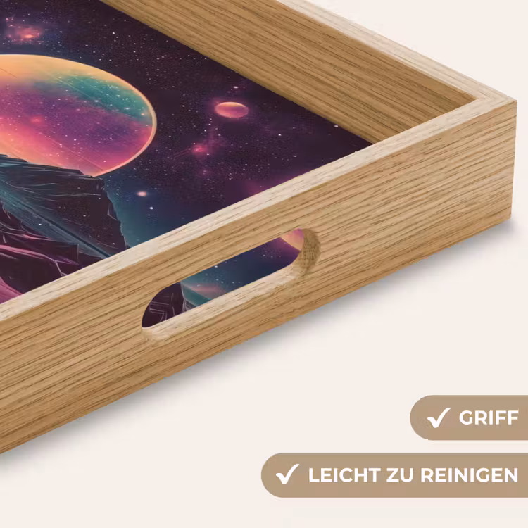 Landschap - Planeten - Horizon - Paars Dienblad Rechthoek middel -USP_HandgreepDE