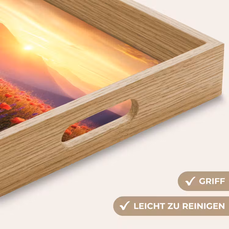 Landschap - Zonsondergang - Bloemenveld Dienblad Rechthoek middel -USP_HandgreepDE