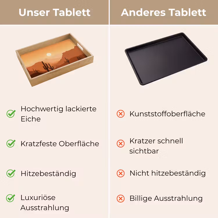 Landschap - Woestijn - Cactussen - Zon Dienblad Rechthoek middel -USP_VergelijkingDE