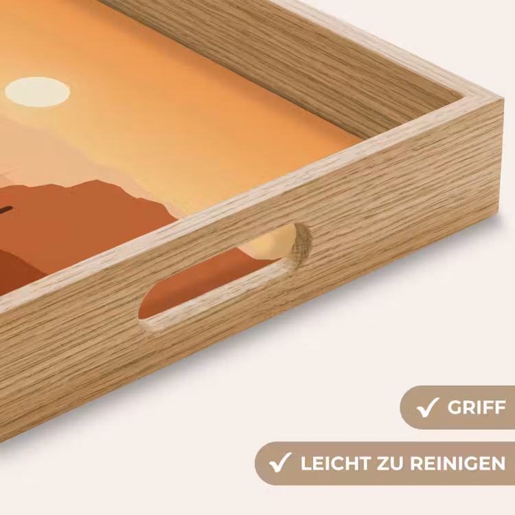 Landschap - Woestijn - Cactussen - Zon Dienblad Rechthoek middel -USP_HandgreepDE