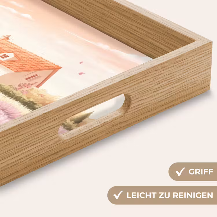 Lavendelveld - Huis - Paars Dienblad Rechthoek middel -USP_HandgreepDE