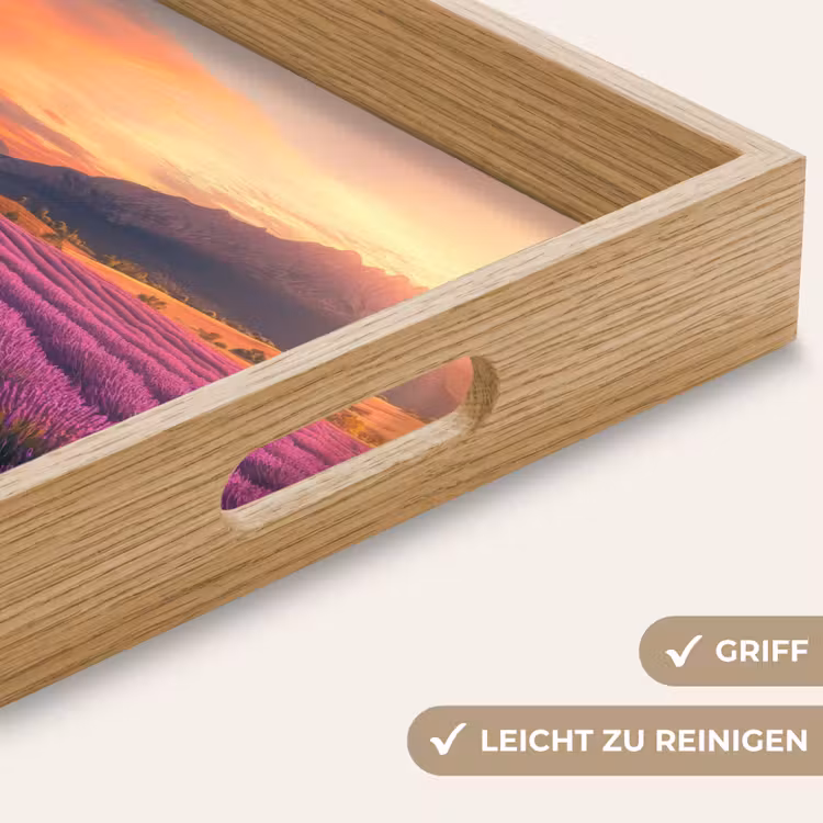 Lavendelveld - Zonsondergang - Paars Dienblad Rechthoek middel -USP_HandgreepDE