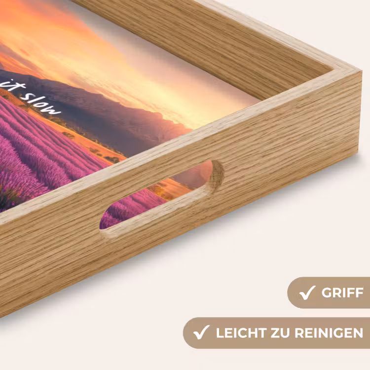 Lavendelveld - Quote - Zonsondergang Dienblad Rechthoek middel -USP_HandgreepDE