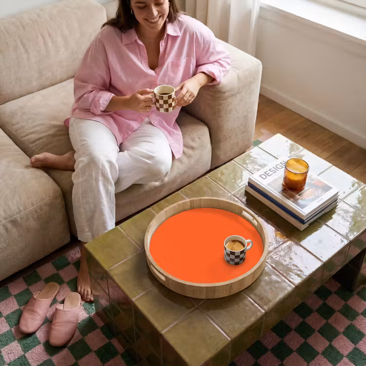Vivid - Amber - Oranje Dienblad Rond middel 914 -sfeer3
