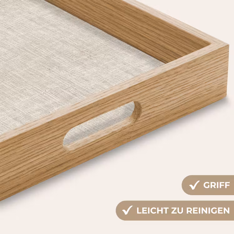 Linnen - Textuur - Beige Dienblad Rechthoek middel 911 -USP_HandgreepDE