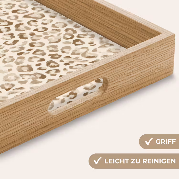 Luipaard - Klassiek - Beige Dienblad Rechthoek middel 911 -USP_HandgreepDE