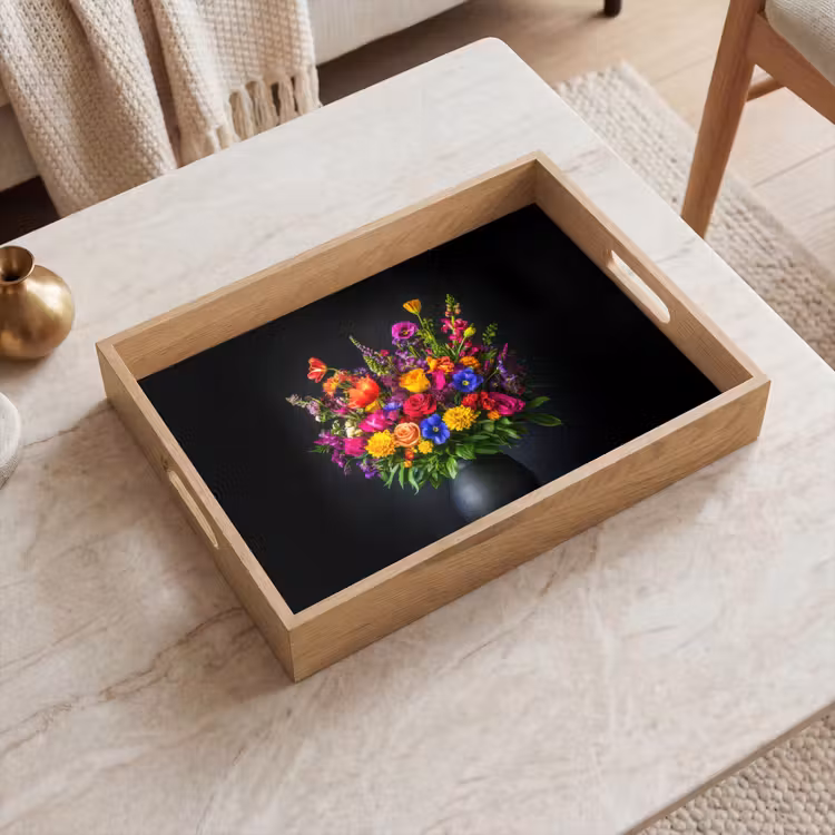 Felgekleurd - Bloemen - Vaas Dienblad Rechthoek middel -sfeer1