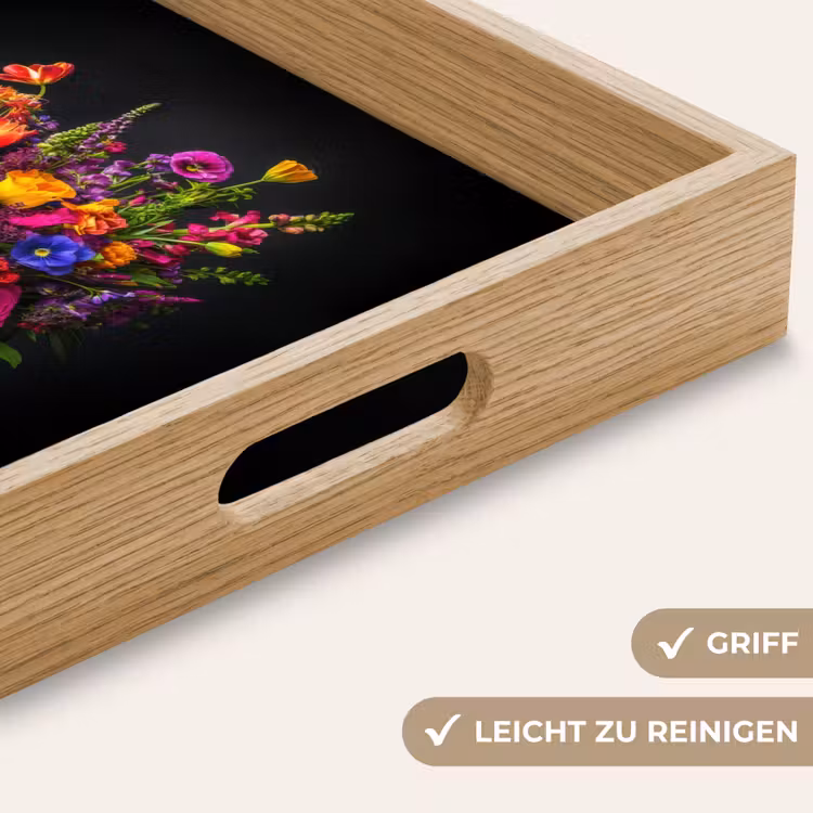 Felgekleurd - Bloemen - Vaas Dienblad Rechthoek middel -USP_HandgreepDE