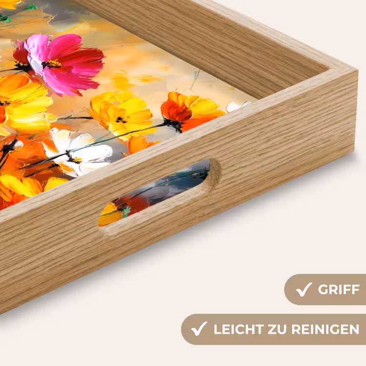 Felgekleurd - Bloemblaadjes - Abstract Dienblad Rechthoek middel -USP_HandgreepDE
