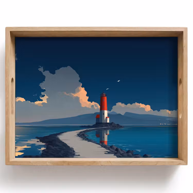 Vuurtoren - Zee - Wolken Dienblad Rechthoek middel -z3d_shopping