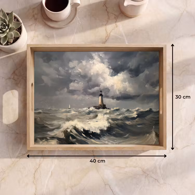 Vuurtoren - Golven - Storm Dienblad Rechthoek middel -USP_Formaat