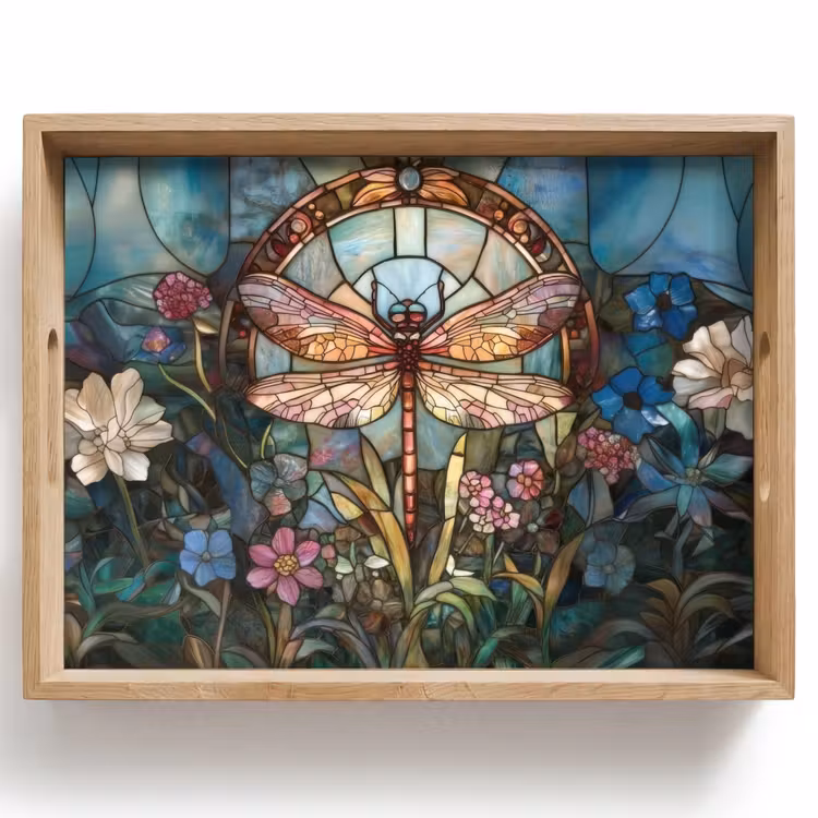 Libelle - Mozaïek - Bloemen - Kleurrijk Dienblad Rechthoek middel -z3d_shopping