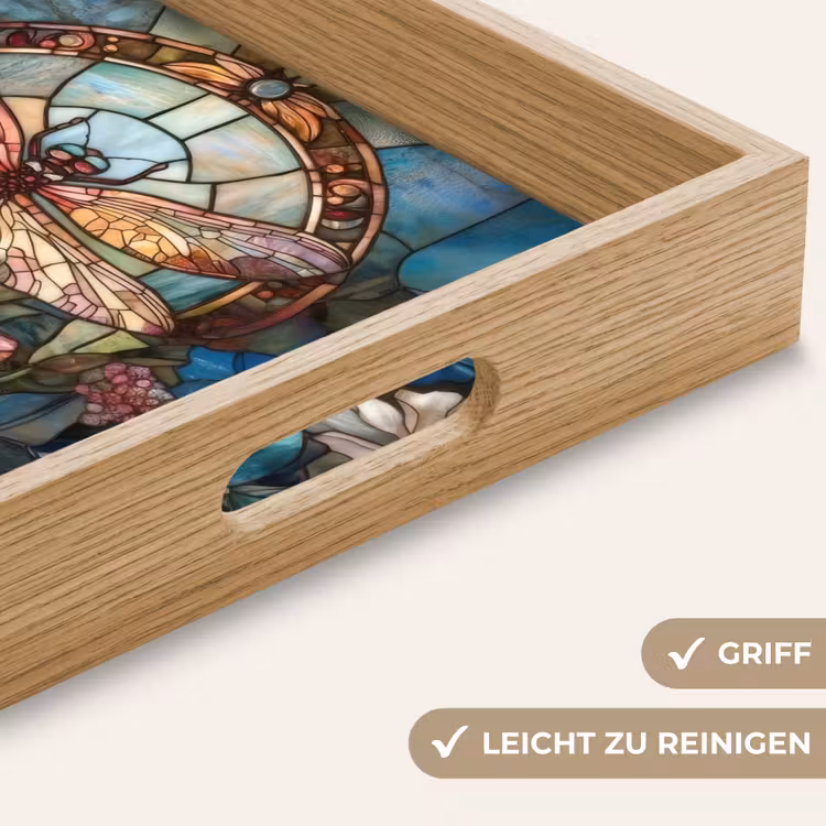 Libelle - Mozaïek - Bloemen - Kleurrijk Dienblad Rechthoek middel -USP_HandgreepDE