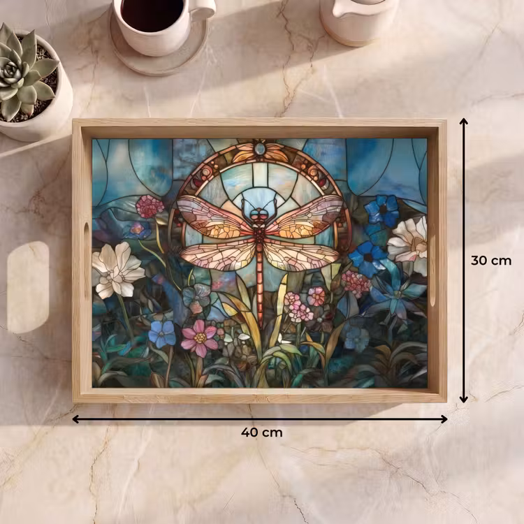 Libelle - Mozaïek - Bloemen - Kleurrijk Dienblad Rechthoek middel -USP_Formaat