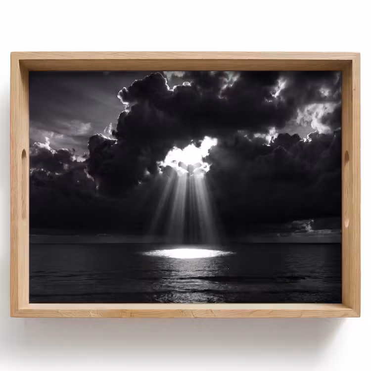Licht - Wolken - Zee - Zwart-wit - Natuur Dienblad Rechthoek middel -z3d_shopping