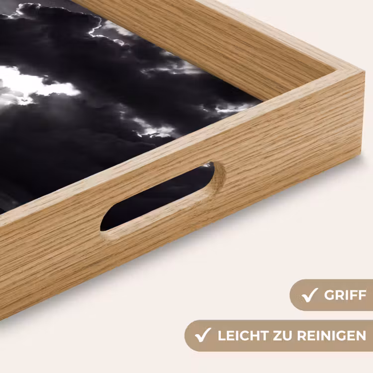Licht - Wolken - Zee - Zwart-wit - Natuur Dienblad Rechthoek middel -USP_HandgreepDE