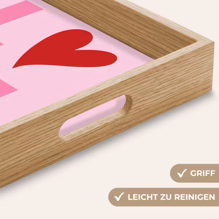 Love - Roze - Hart - Valentijn Dienblad Rechthoek middel -USP_HandgreepDE