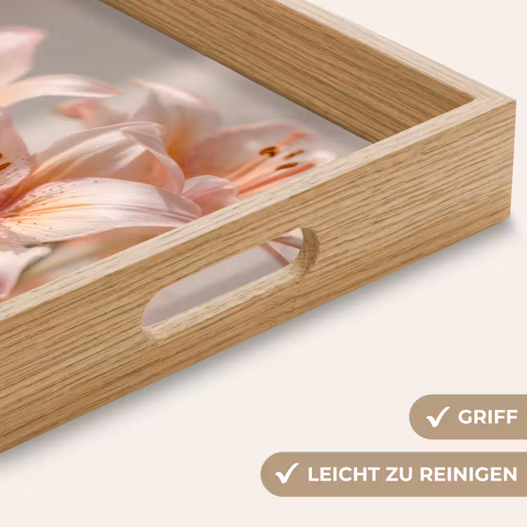 Lelies - Meeldraden - Roze - Wazig Dienblad Rechthoek middel -USP_HandgreepDE