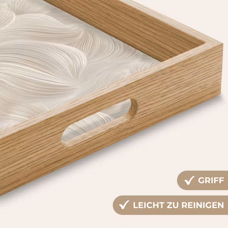 Lijnen - Waaier - Beige Dienblad Rechthoek middel 911 -USP_HandgreepDE