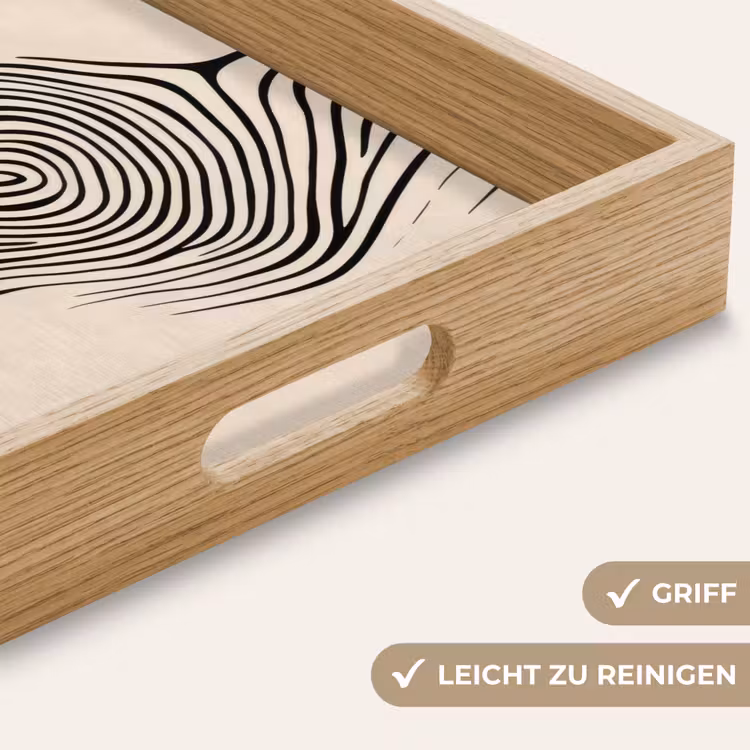Lijnen - Abstract - Golvend - Zwart Dienblad Rechthoek middel -USP_HandgreepDE