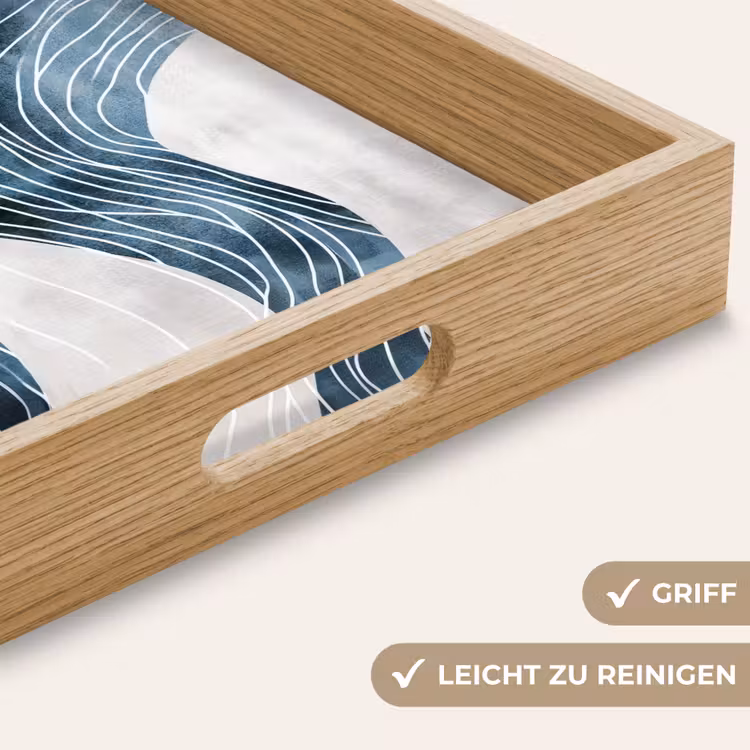 Lijnen - Golven - Abstract - Blauw Dienblad Rechthoek middel -USP_HandgreepDE