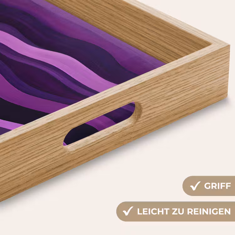 Lijnen - Golven - Paars - Abstract Dienblad Rechthoek middel -USP_HandgreepDE