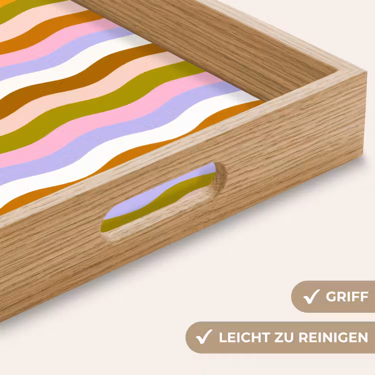 lijnen - Golven - Pastelkleuren - Patroon Dienblad Rechthoek middel -USP_HandgreepDE