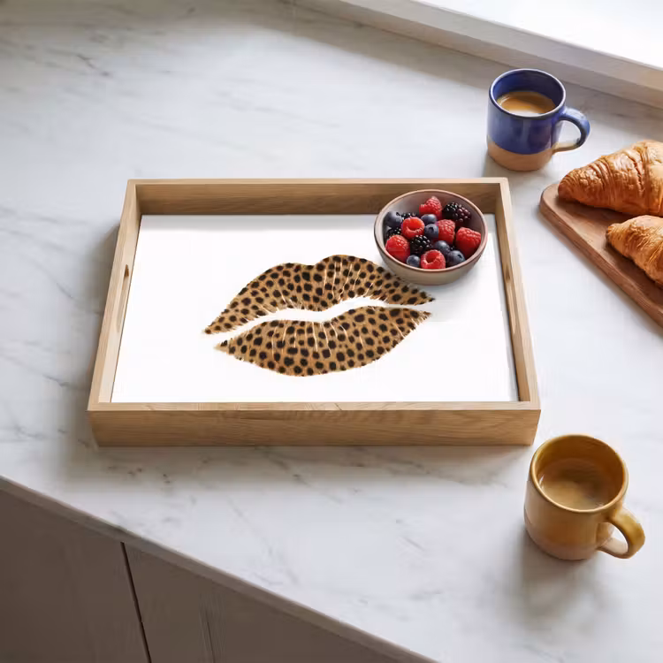 Lip - Panterprint - Minimalistisch - Wit Dienblad Rechthoek middel -sfeer2