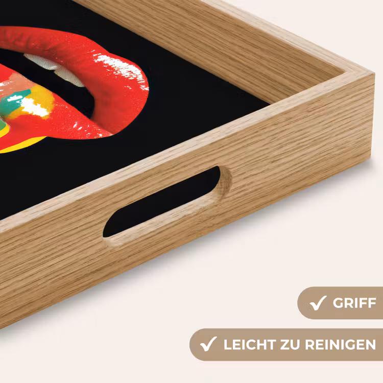 Lippen - Kleuren - Zwart Dienblad Rechthoek middel -USP_HandgreepDE