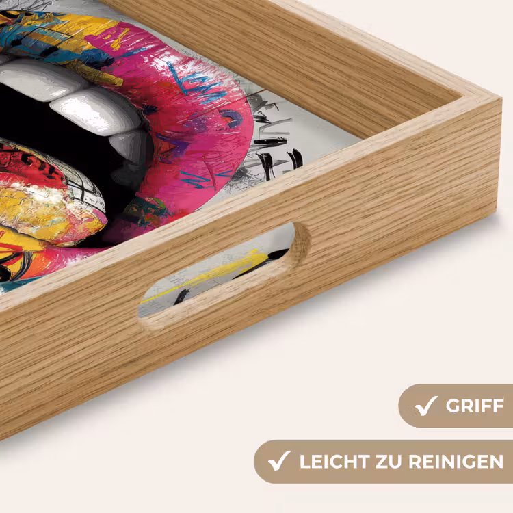 Lippen - Graffiti - Expressief Dienblad Rechthoek middel -USP_HandgreepDE
