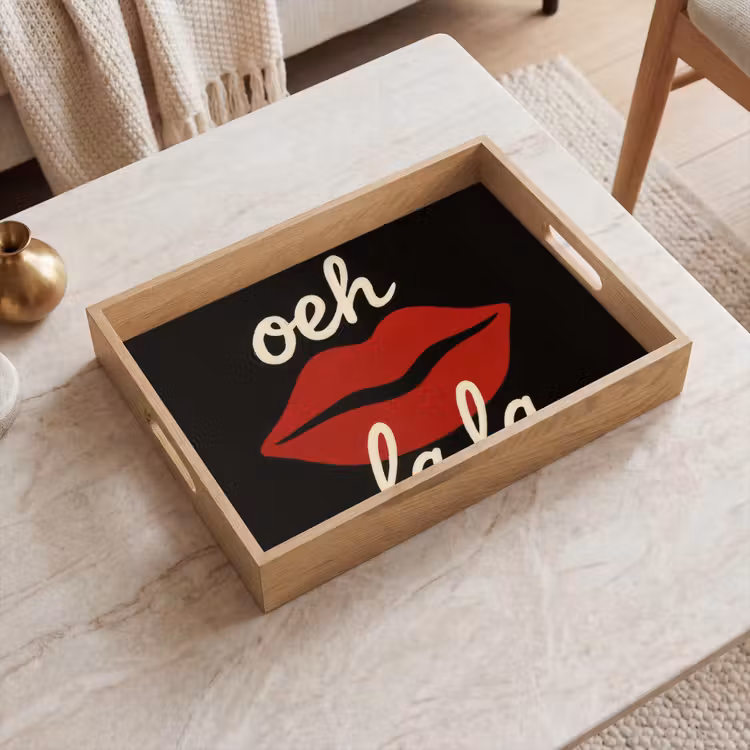 Lip - Rood - Quote Dienblad Rechthoek middel -sfeer1